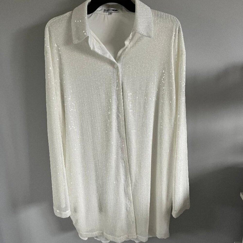 Fashion Nova Sequin Shirt Dress Size L